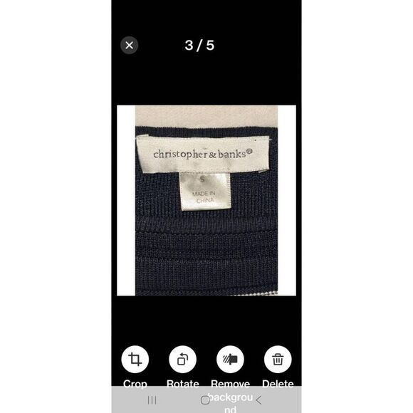 NWT Christopher & Banks Womens S Petite Navy Striped 3/4 Sleeve Knit Top - Picture 4 of 6